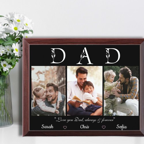 Three photos customisable love you Dad plaque