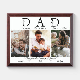 Three photos Happy Fathers day customisable plaque