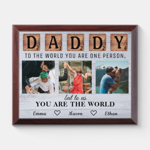 Three photos Happy Fathers day customizable Award Plaque