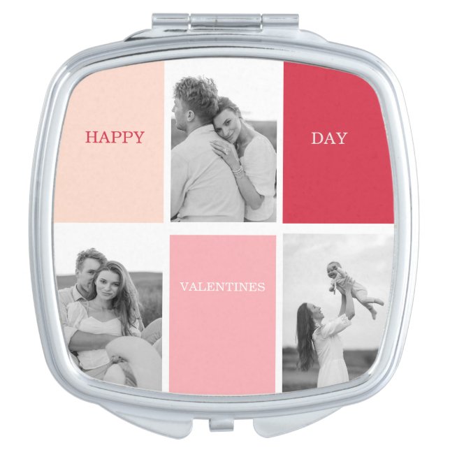 Three Photos | Happy Valentines Day Compact Mirror (Front)