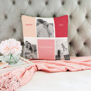 Three Photos | Happy Valentines Day Throw Pillow