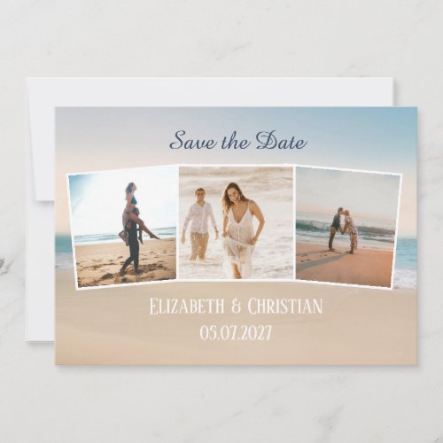 Three Photos On The Beach Elegant Save The Date Invitation