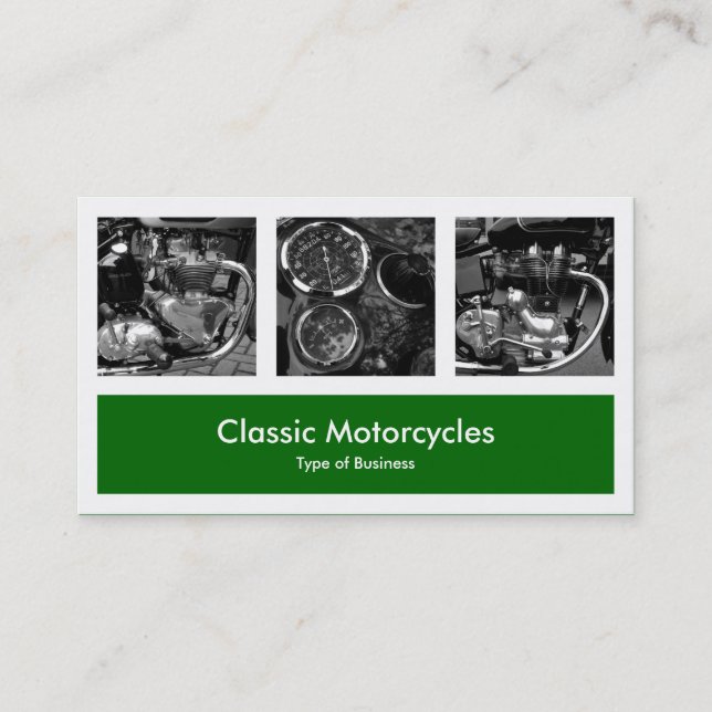 Three Photos Plus One - Deep Grass Green Business Card (Front)