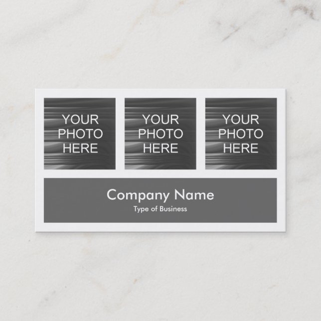 Three Photos Plus One - Gray Business Card (Front)