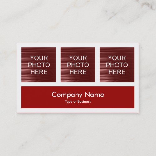 Three Photos Plus One - Ruby Red Business Cards