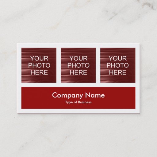Customizable Three Photos Plus One - Ruby Red Business Cards