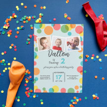 Three Photos Polka Dots Any Age Birthday