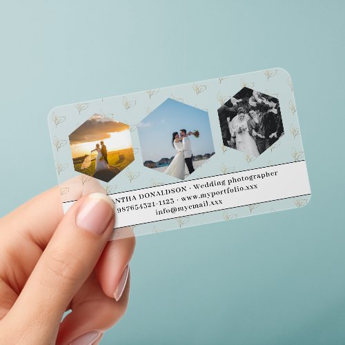 Three Photos Wedding Photography Clear Business Cards