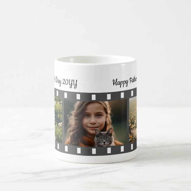 Three Picture Photo Roll Father's Day Coffee Mug (Center)