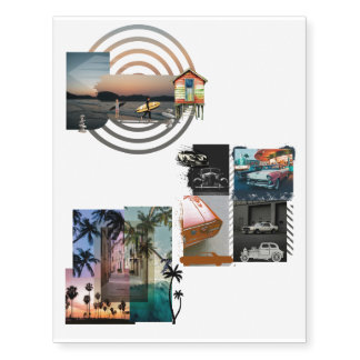 Three piece window designed temporary tattoos