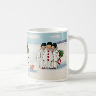 Three Pierrots and One Pig on a Leash Christmas Coffee Mug