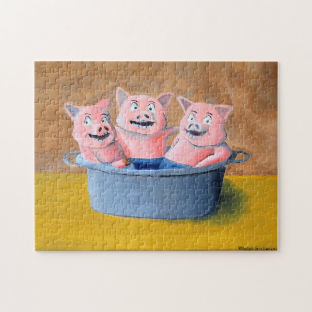 Three Pigs in a Tub Jigsaw Puzzle (Horizontal)