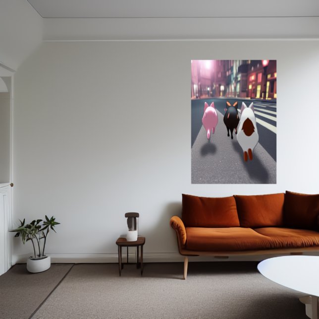 Three pigs in the city | AI Art Poster (Creator Uploaded)