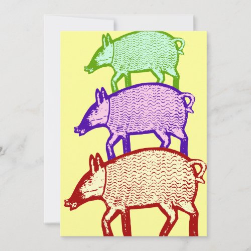 Three Pigs Party BBQ Cookout Picnic Invitation