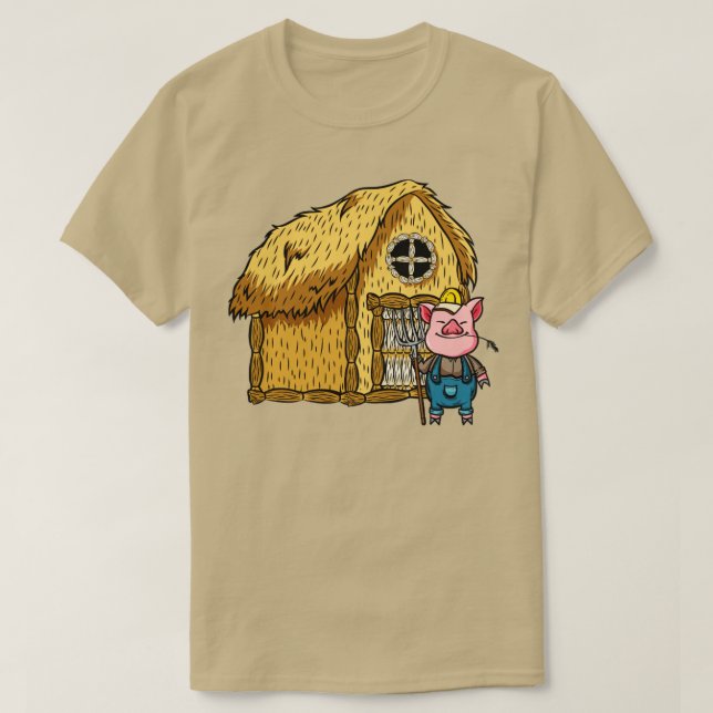 Three Pigs Straw House Lazy Halloween Costume T-Shirt (Design Front)