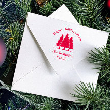 Three Pine Trees Rustic Christmas Greeting