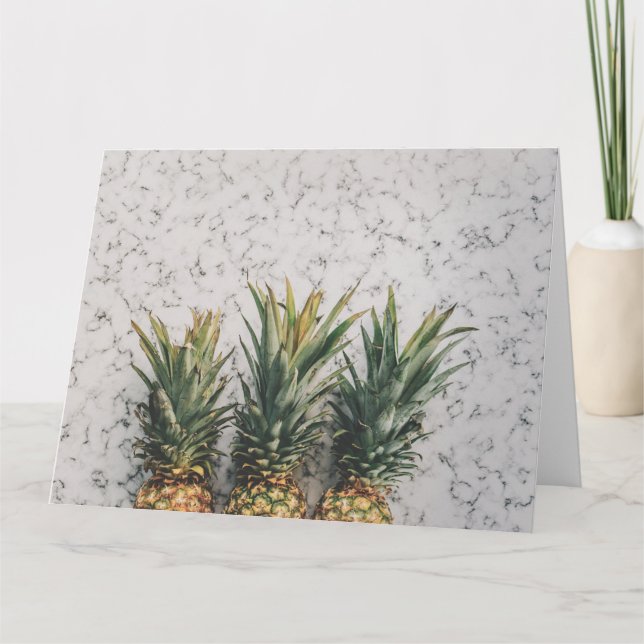 Three Pineapples on Marble BIG Greeting Card (Front)