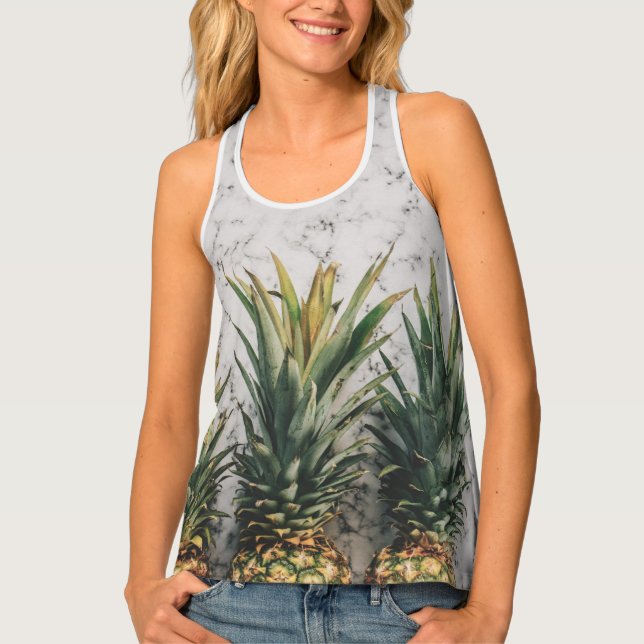 Three Pineapples on Marble Tank Top (Front)