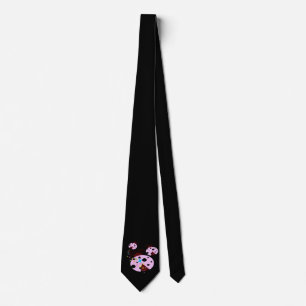 Three pink and black ladybug with stars neck tie