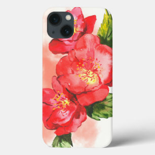 Three Pink and Red Watercolor Roses iPhone 13 Case