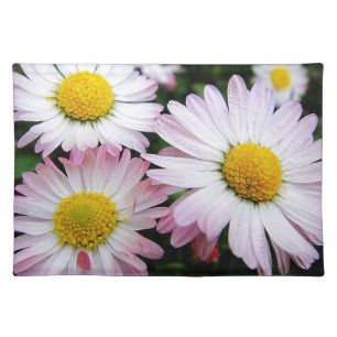 Three pink and white daisies cloth placemat