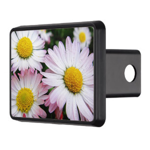 Three pink and white daisies hitch cover