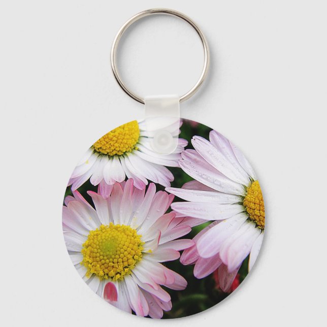 Three pink and white daisies keychain (Front)