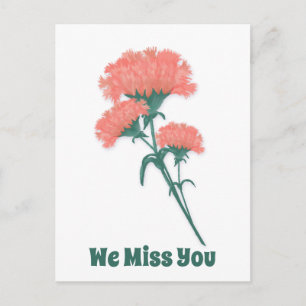 Three Pink Carnations, We Miss You Postcard