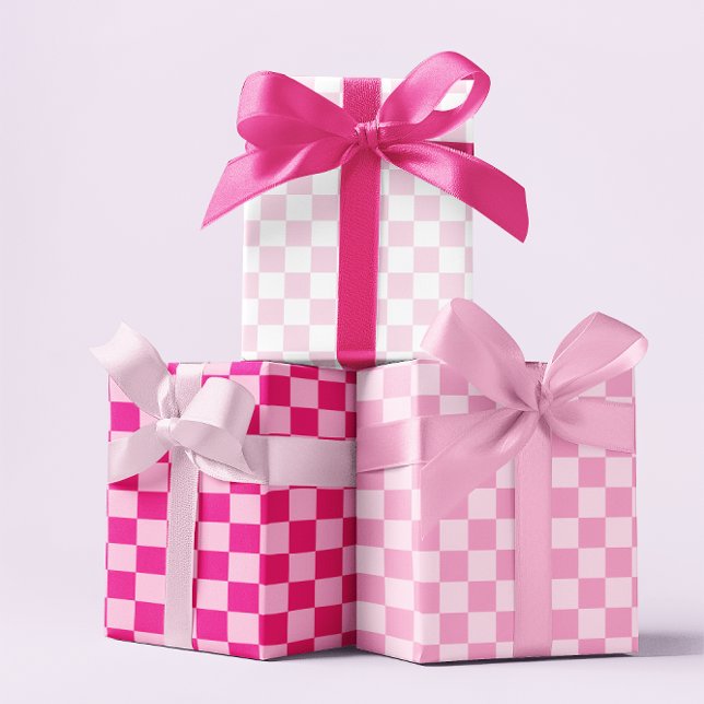 Three Pink Checkerboard Wrapping Paper Sheets (Three Pink Checkerboard Wrapping Paper Sheets)