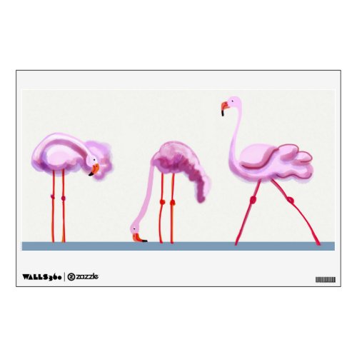 Three pink flamingos wall sticker