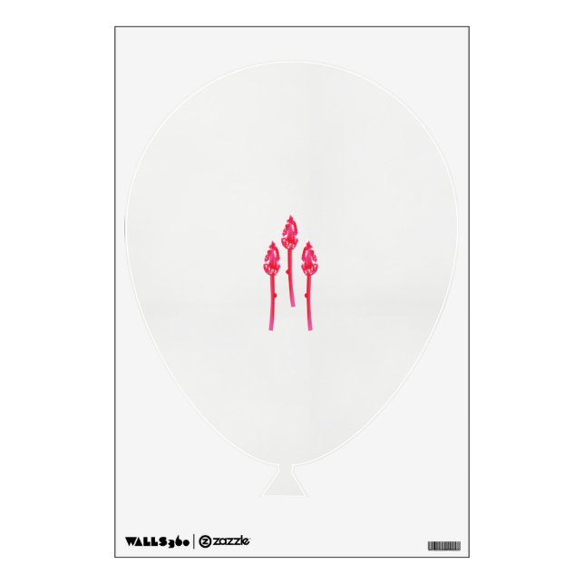 Three pink flowers with a black background wall decal (Front)