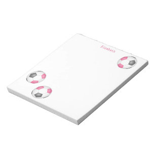 three pink gray soccer balls girls name notepad