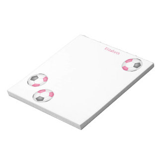 three pink gray soccer balls girls name notepad