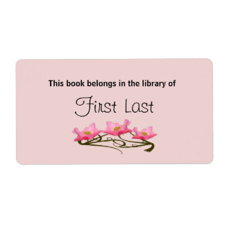 Three Pink Poppies Border Bookplate