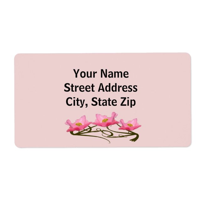 Three Pink Poppies Border Label (Front)