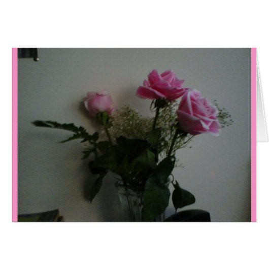 Three Pink Roses Cards (Front Horizontal)
