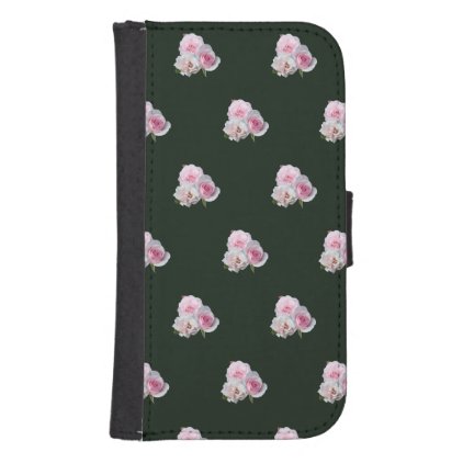 Three pink roses. Floral pattern. Samsung S4 Wallet Case