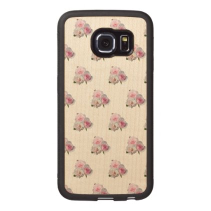 Three pink roses. Floral pattern. Wood Phone Case