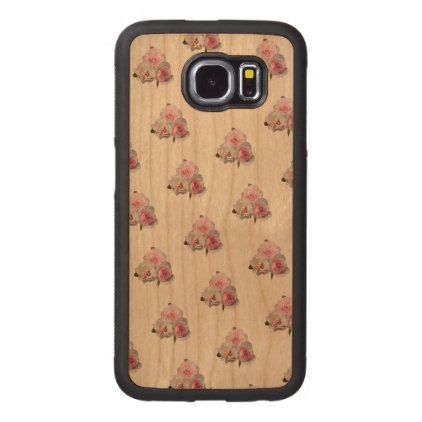 Three pink roses. Floral pattern. Wood Phone Case