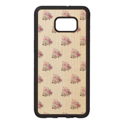 Three pink roses. Floral pattern. Wood Samsung Galaxy S6 Edge Case
