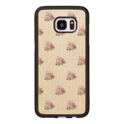 Three pink roses. Floral pattern. Wood Samsung Galaxy S7 Edge Case