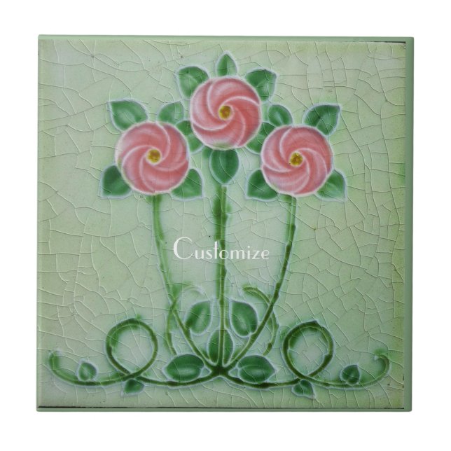 Three Pink Roses Thunder_Cove Ceramic Tile (Front)