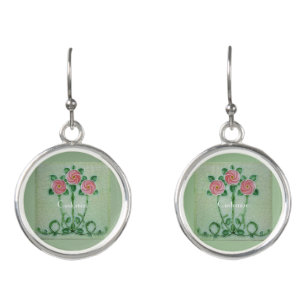 Three Pink Roses Thunder_Cove Earrings