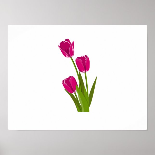 Three Pink Tulips turning Towards Left Poster (Front)