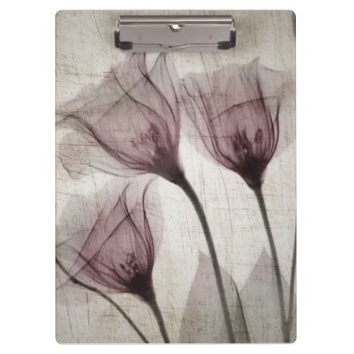 Three Pink Vintage X_Ray Flowers Clipboard