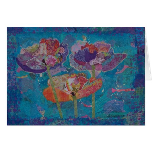 Three Poppies Collage Cards (Front Horizontal)