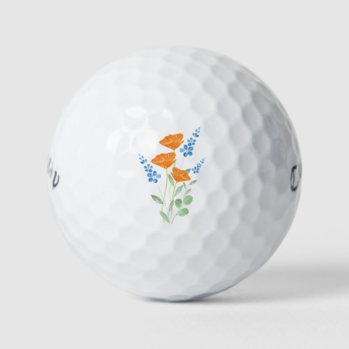 Three Poppies Watercolor Bouquet      Golf Balls