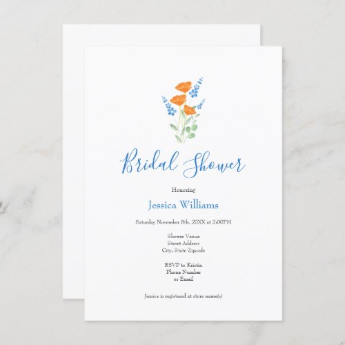 Three Poppies Watercolor Bouquet Invitation