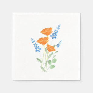 Three Poppies Watercolor Bouquet  Napkins
