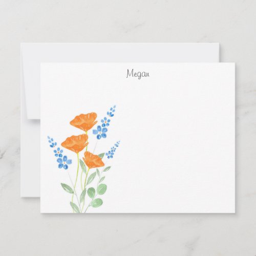 Three Poppies Watercolor Bouquet Note Card